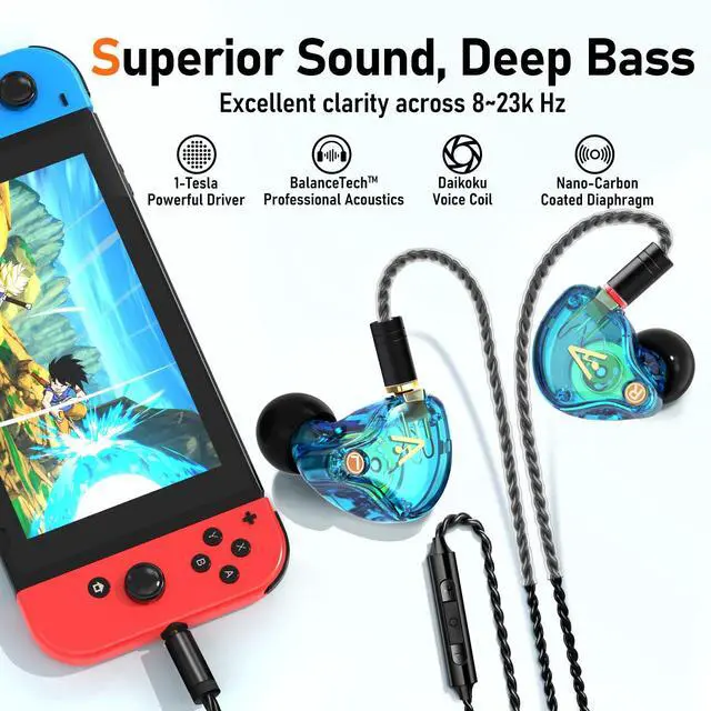 Alt view image 3 of 7 - Vibes 202M HiFi Wired Earbuds in-Ear Monitor Headphones with Mic