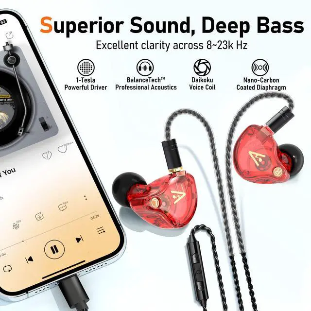 Alt view image 3 of 7 - Vibes 202MC USB-C HiFi Wired Earbuds, Type-C Headphones with Mic