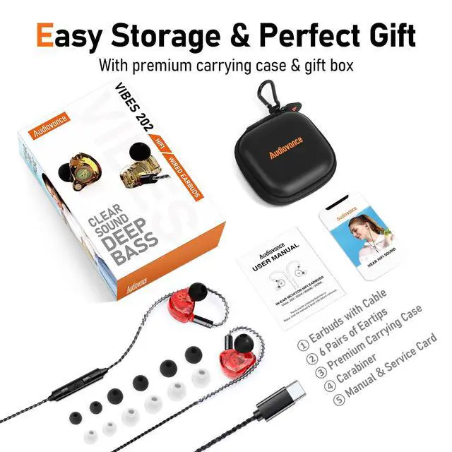 Alt view image 6 of 7 - Vibes 202MC USB-C HiFi Wired Earbuds, Type-C Headphones with Mic