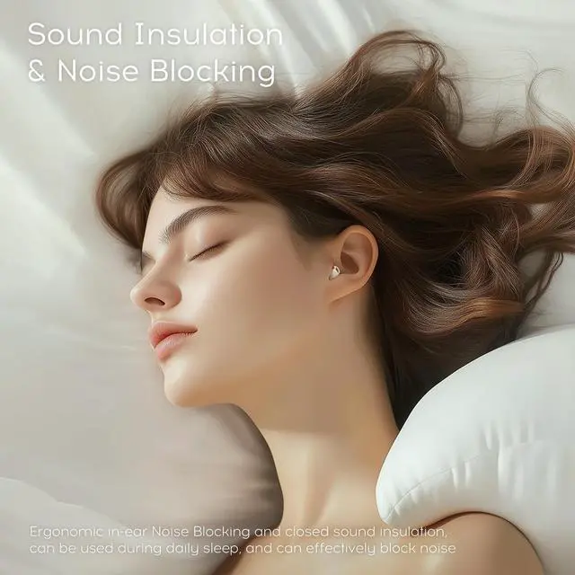 Alt view image 3 of 7 - Sleep Earbuds Bluetooth 6.0, Mini Invisible Silicone Sleep Earbuds for Side Sleepers, Noise Blocking Sleeping Headphones, Hidden Earbuds with LED Display for Small Ears, Sleep & RelaxBeige