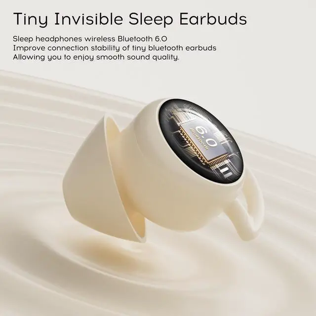 Alt view image 5 of 7 - Sleep Earbuds Bluetooth 6.0, Mini Invisible Silicone Sleep Earbuds for Side Sleepers, Noise Blocking Sleeping Headphones, Hidden Earbuds with LED Display for Small Ears, Sleep & RelaxBeige
