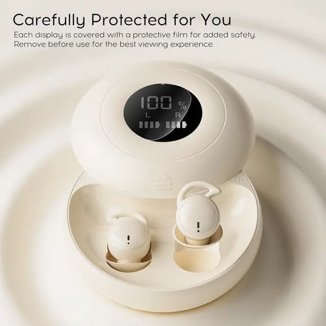 Alt view image 7 of 7 - Sleep Earbuds Bluetooth 6.0, Mini Invisible Silicone Sleep Earbuds for Side Sleepers, Noise Blocking Sleeping Headphones, Hidden Earbuds with LED Display for Small Ears, Sleep & RelaxBeige