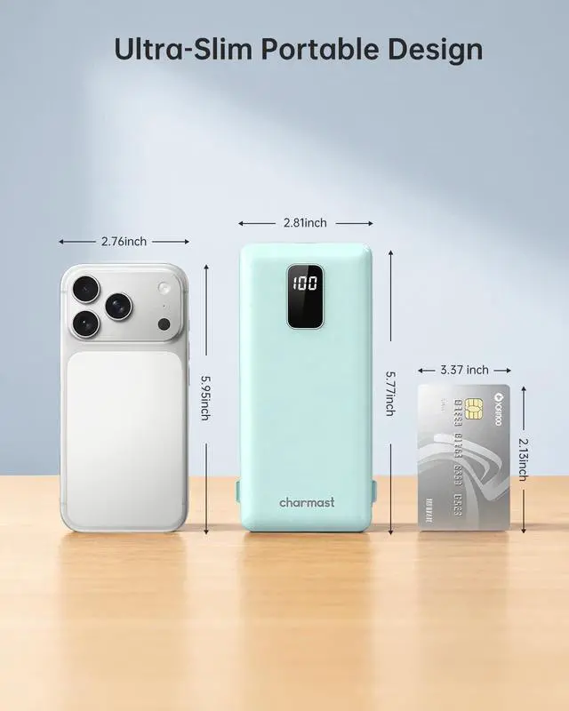 Alt view image 3 of 7 - Portable Charger Power Bank 10000mAh with Built-in AC Wall Plug