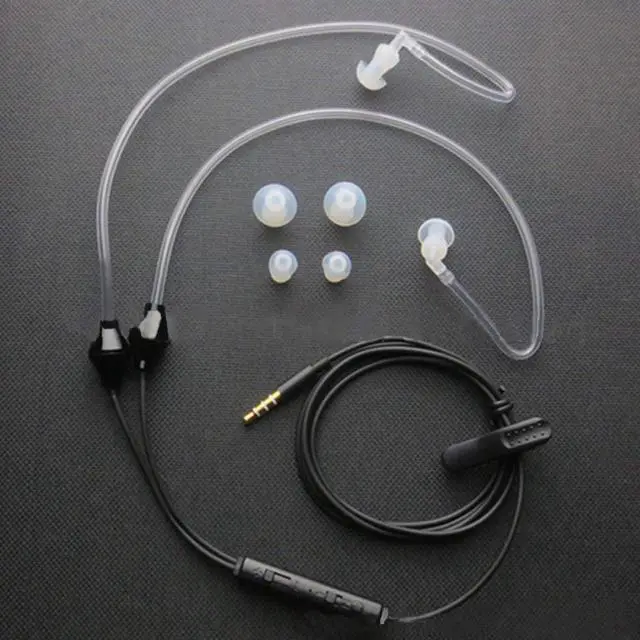 Alt view image 2 of 7 - IStereo Ear Headphones,Air Tube Anti-Radiation Headsets Earphone,in Ear Stereo Noise Isolating Anti-Radiation Earbuds with Microphone for Mobile Phone Black