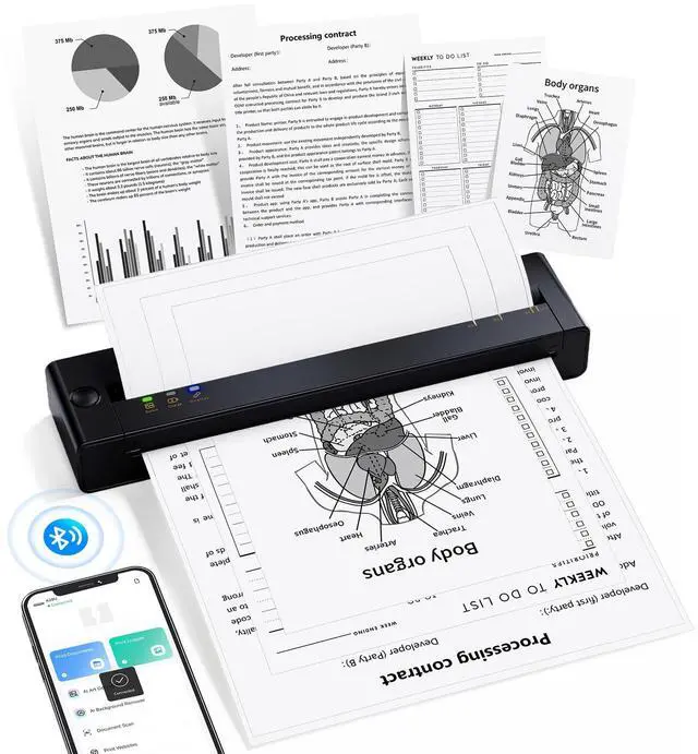 Main image of Portable Printers Wireless for Travel, Inkless Thermal Printer Compatible with iOS/Android/PC, Bluetooth Small Mobile Printer Support 8.5" X 11" US Letter Thermal Paper