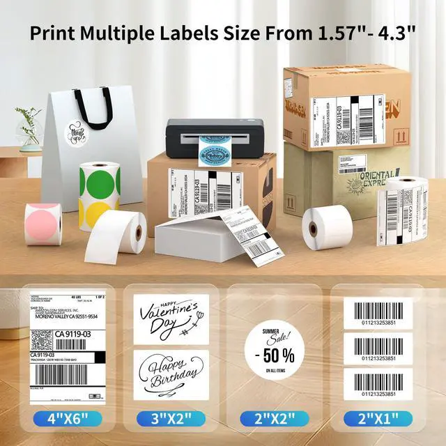 Alt view image 4 of 7 - Bluetooth Thermal Shipping Label Printer, 4X6 Inkless Label Machine for iOS, Android, Laptop, Wireless Printer for Small Business, Compatible with Amazon, UPS, Shopify, Black