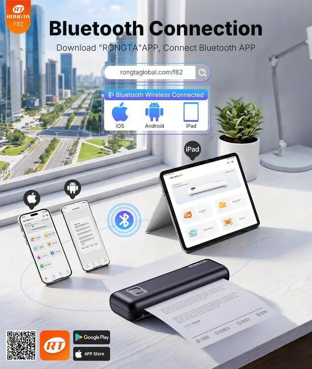 Alt view image 2 of 7 - Portable Thermal Printer, Inkless Wireless Printers Compatible with Android iOS Phone, Mac Windows Laptop for Office, Home, Travel