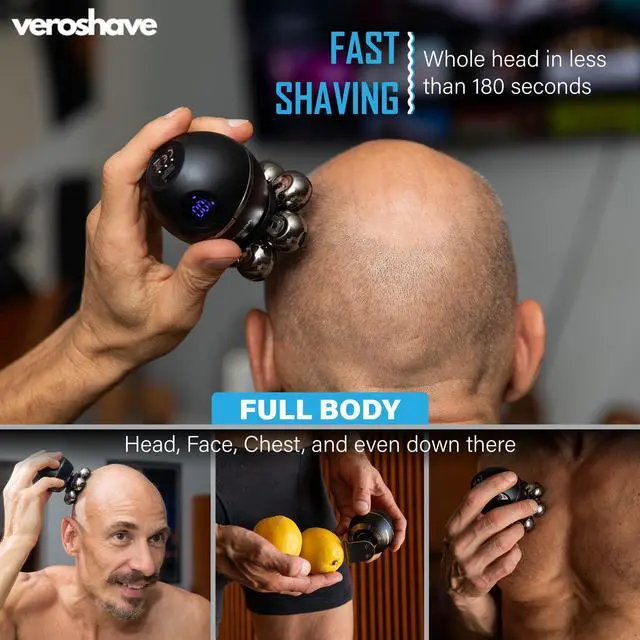Alt view image 5 of 7 - Head Shavers for Bald Men: 7D Floating Electric Razor with Removable Head, IPX7 Waterproof Wet or Dry Shaver, LED Display & Type C Fast Charging