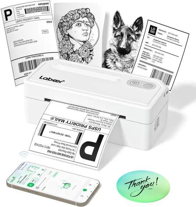 Main image of Bluetooth Thermal Shipping Label Printer, Wireless 4x6 Label Printer for Small Business, Compatible with iPhone, Android, Windows, Mac & Chromebook White