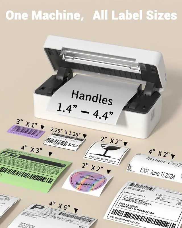 Alt view image 5 of 7 - Bluetooth Thermal Shipping Label Printer, Wireless 4x6 Label Printer for Small Business, Compatible with iPhone, Android, Windows, Mac & Chromebook White