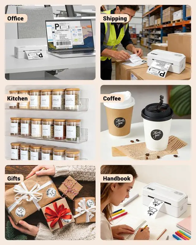 Alt view image 7 of 7 - Bluetooth Thermal Shipping Label Printer, Wireless 4x6 Label Printer for Small Business, Compatible with iPhone, Android, Windows, Mac & Chromebook White