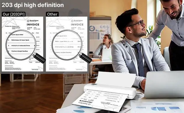 Alt view image 6 of 7 - Portable Printer Wireless for Travel, F82 Inkless Bluetooth Thermal Printers, Compatible with iOS, Android, Laptop, Support 8.5"x11" US Letter&A4 for Office, Home, Car (White)
