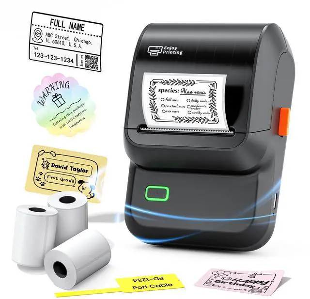 Main image of Label Maker Machine with 3 Tapes, Portable Bluetooth Theraml Printer, Black