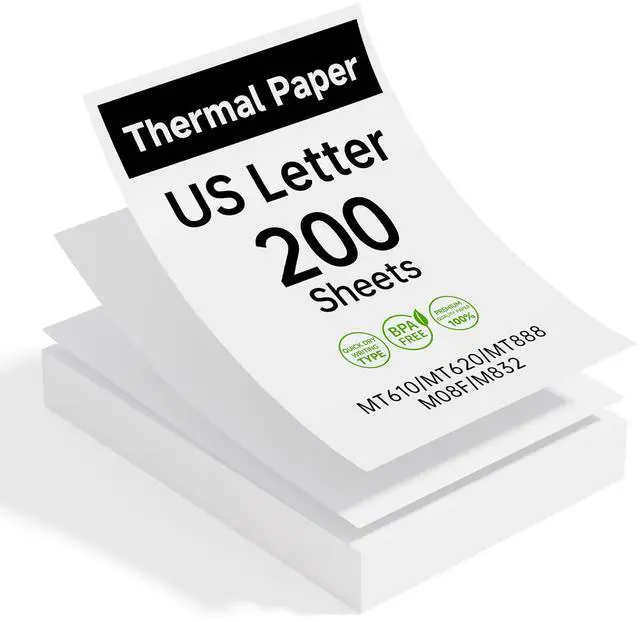 Main image of Portable Thermal Printer Paper of 200 sheets US Letter 8.5 x 11 Inch