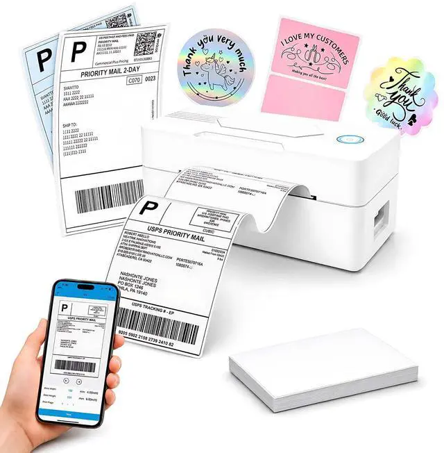 Main image of Bluetooth Thermal Shipping Label Printer, 4x5, Matte White