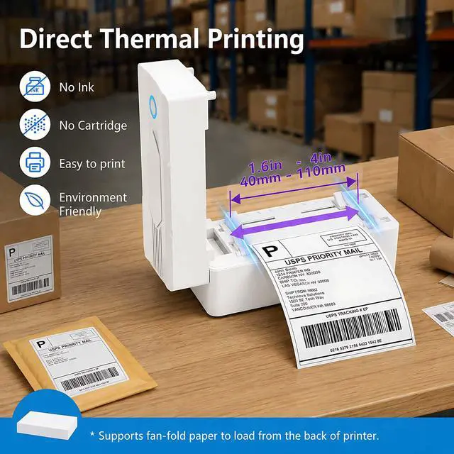 Alt view image 3 of 5 - Bluetooth Thermal Shipping Label Printer, 4x5, Matte White