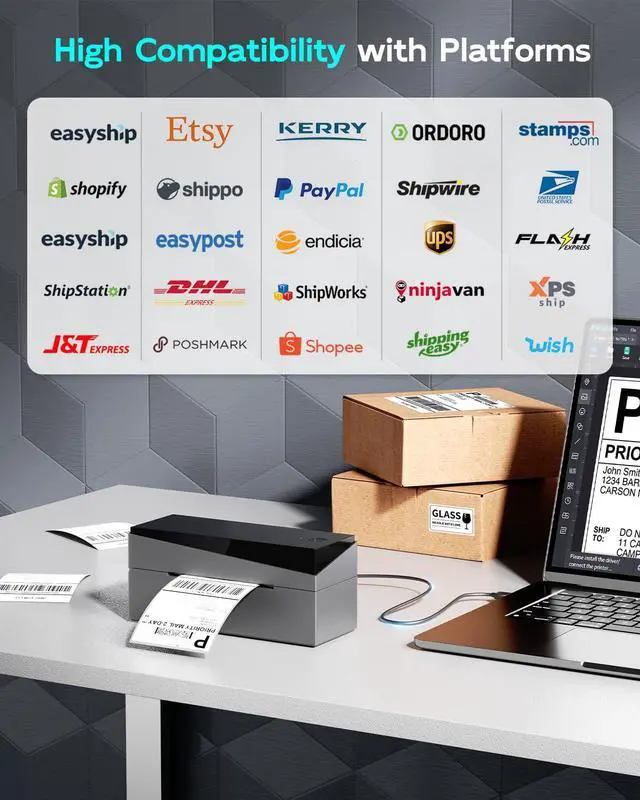 Alt view image 7 of 7 - Bluetooth Shipping Label Printer 4x6, WirelessThermal Printer