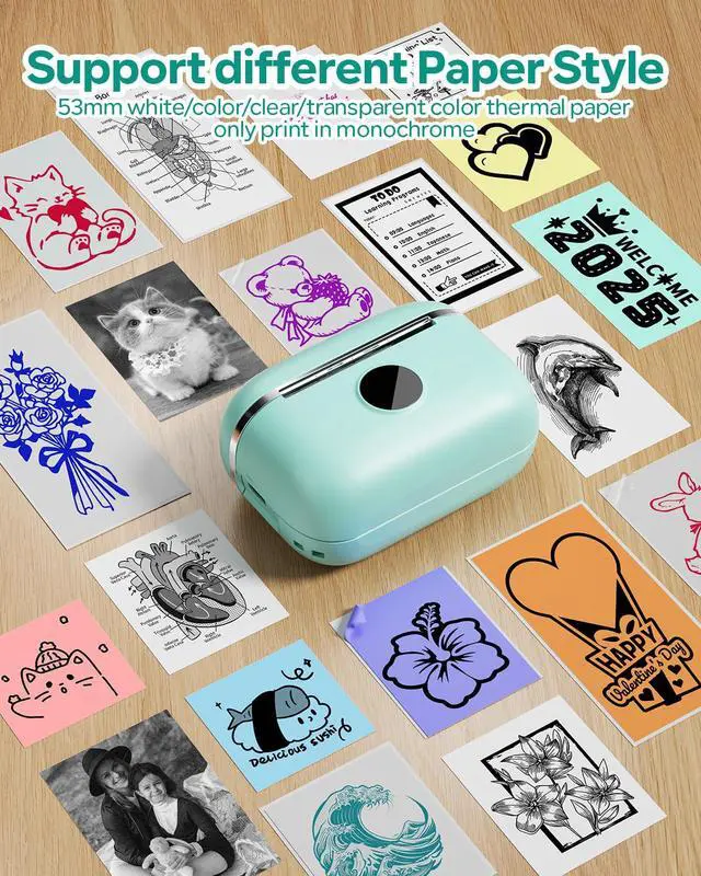 Alt view image 4 of 7 - Mini Sticker Printer - T02E Thermal Sticker Maker with 6 Rolls Paper