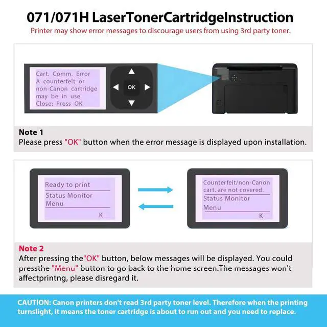 Alt view image 5 of 5 - 071/071H high Yield Black Toner Cartridge Replacement for Canon 071H / 071 / CRG-071 Toner Cartridge with Canon imageCLASS LBP122dw MF273dw MF275dw Printer|2pack 5000-Page high Capacity Ink