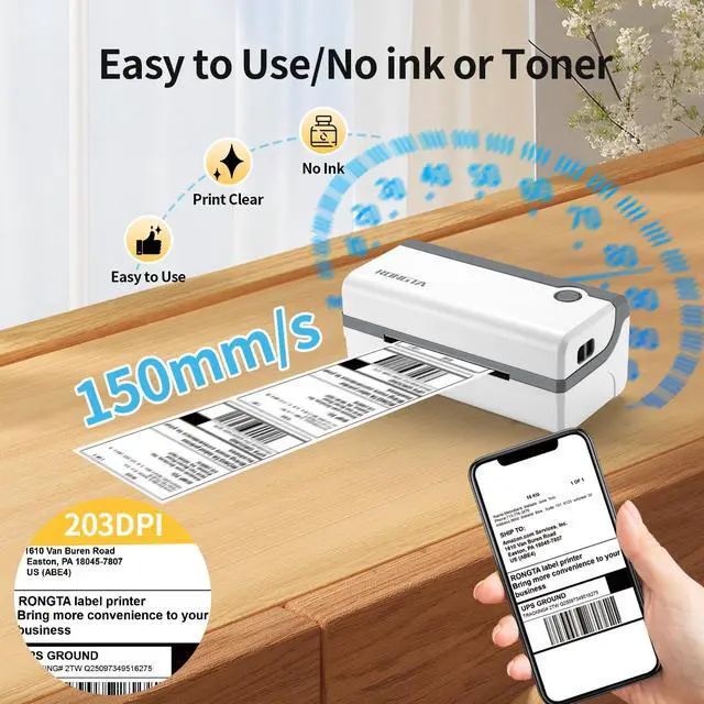 Alt view image 2 of 7 - Bluetooth Thermal Shipping Label Printer, Wireless 4x6 Label Sticker Printer for Shipping Packages for Small Business, Support iPhones, Compatible with Windows macOS Android and iOS