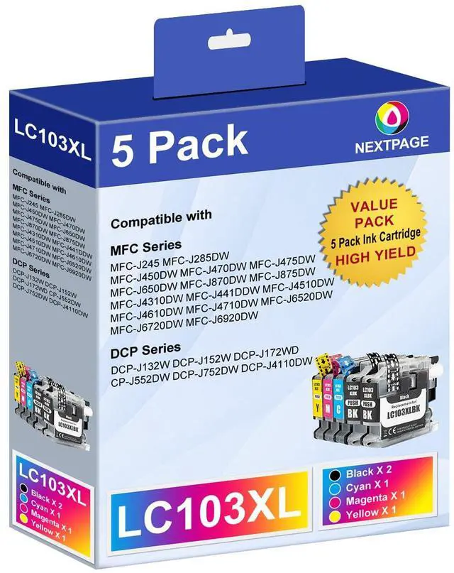 Main image of LC103xl Ink Cartridges Combo Pack Replacement for Brother LC103 LC101 Ink