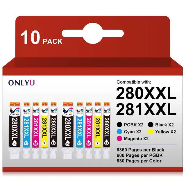 Main image of Compatible Ink Cartridge Replacement for Canon 280 281 PGI 280 XXL CLI 281 XXL for PIXMA TR8520 TR7520 TS6120 TS6220 TS6320 TS8120 TS8220 TS9120 TS9520 TS9521C TS702 Printer (10 Pack)
