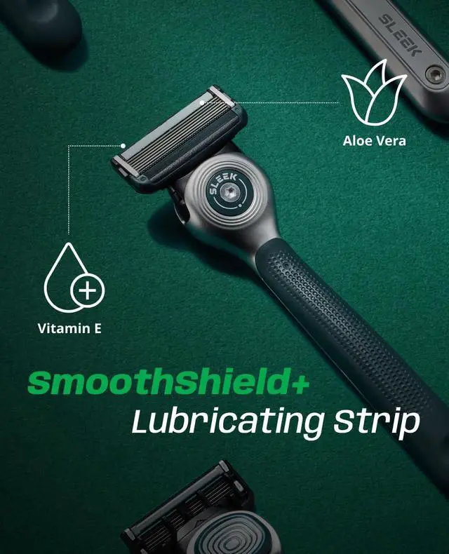 Alt view image 4 of 7 - SLEEK 6 Blade Razor for Men with Multi-Flex Technology for a Smooth & Comfortable Shave | Cartridge Razor for Men, Razor Handle with Stand + 5 Cartridges