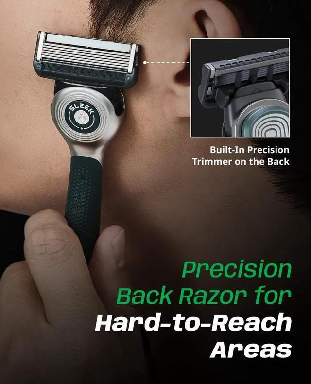 Alt view image 6 of 7 - SLEEK 6 Blade Razor for Men with Multi-Flex Technology for a Smooth & Comfortable Shave | Cartridge Razor for Men, Razor Handle with Stand + 5 Cartridges