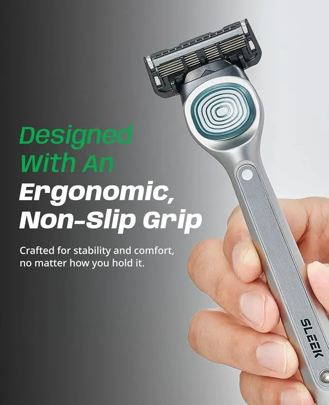 Alt view image 7 of 7 - SLEEK 6 Blade Razor for Men with Multi-Flex Technology for a Smooth & Comfortable Shave | Cartridge Razor for Men, Razor Handle with Stand + 5 Cartridges