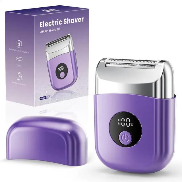 Main image of Cordless Electric Razors for Women, Travel Electric Shaver with LED Display, IPX7 Waterproof Wet Dry, Rechargeable Body Trimmer Shaver for Pubic, Face,Bikini,arms, Legs