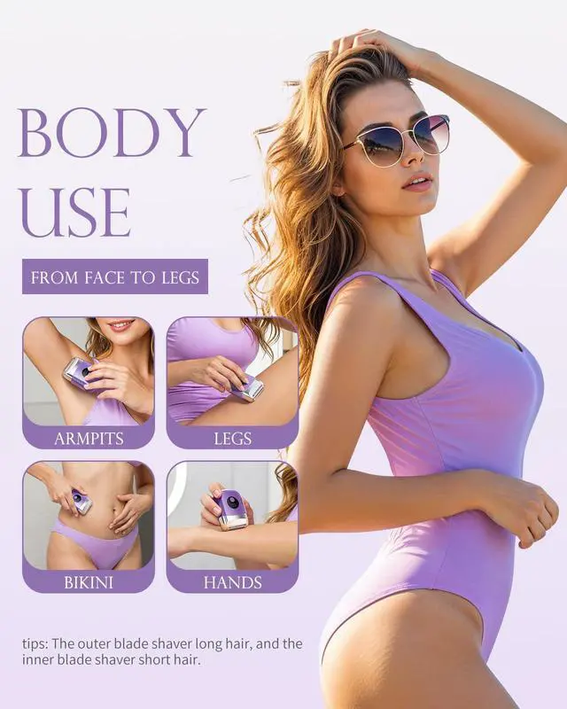 Alt view image 2 of 7 - Cordless Electric Razors for Women, Travel Electric Shaver with LED Display, IPX7 Waterproof Wet Dry, Rechargeable Body Trimmer Shaver for Pubic, Face,Bikini,arms, Legs
