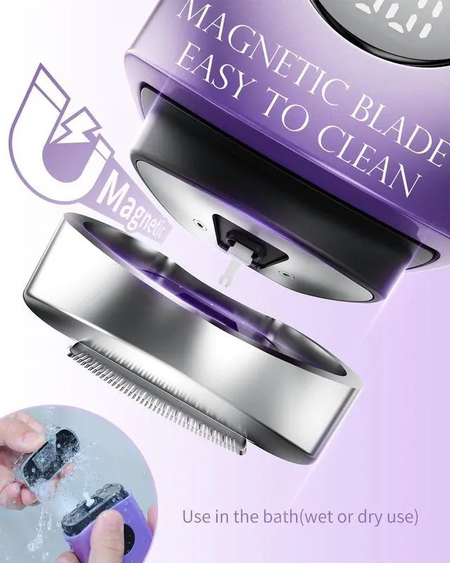 Alt view image 6 of 7 - Cordless Electric Razors for Women, Travel Electric Shaver with LED Display, IPX7 Waterproof Wet Dry, Rechargeable Body Trimmer Shaver for Pubic, Face,Bikini,arms, Legs