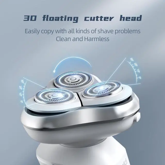 Alt view image 2 of 7 - Men's Shaver Electric Rotary Razor 3D Floating Cutter Head Waterproof Shaving with Led Display X3 Series Gift
