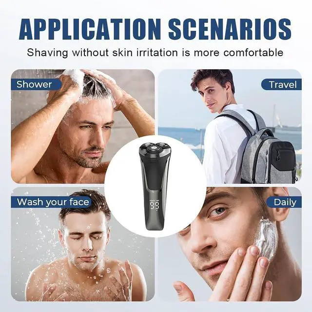 Alt view image 5 of 7 - Electric Razor for Men, Electric Razor Pro of Father, Electric Shavers for Men,Ipx7 Waterproof Cordless, 4D Floating Head Rotary Shaver, Father's Day, Ideal Gifts for Men(Black)