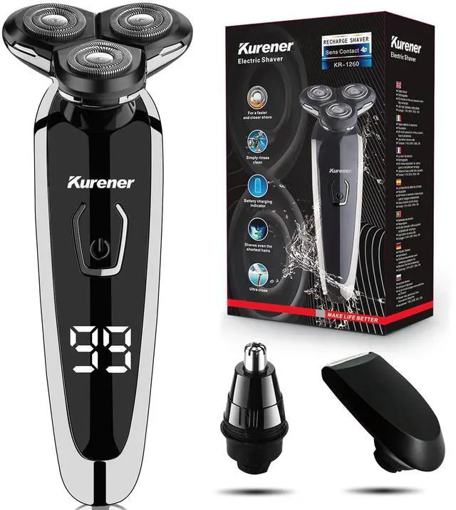 Main image of Electric Razor for Men Shaver Rechargeable Waterproof Rotary for Shaving with Nose Trimmer Sideburns Trimmer Face Cleaning Brush