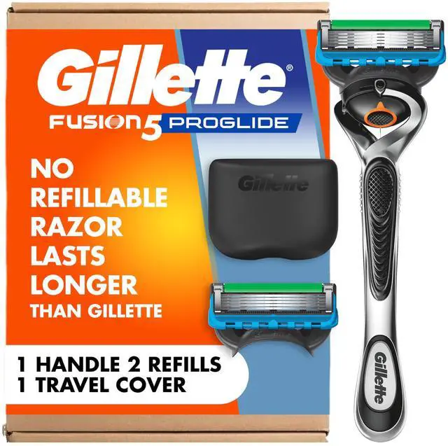 Main image of Fusion5 Men's 5-Blade Razor, 1 Razor Handle, 2 Blade Refills, with Travel Cover