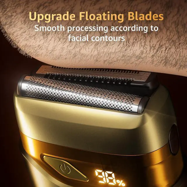 Alt view image 2 of 7 - Electric Foil Shavers for Men: IPX7 Waterproof - Light Gold