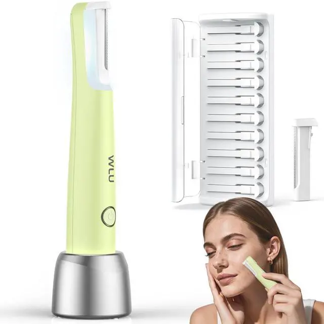 Main image of Dermaplane Razor for Women Face, Peach Fuzz Removal & Exfoliation (Green)