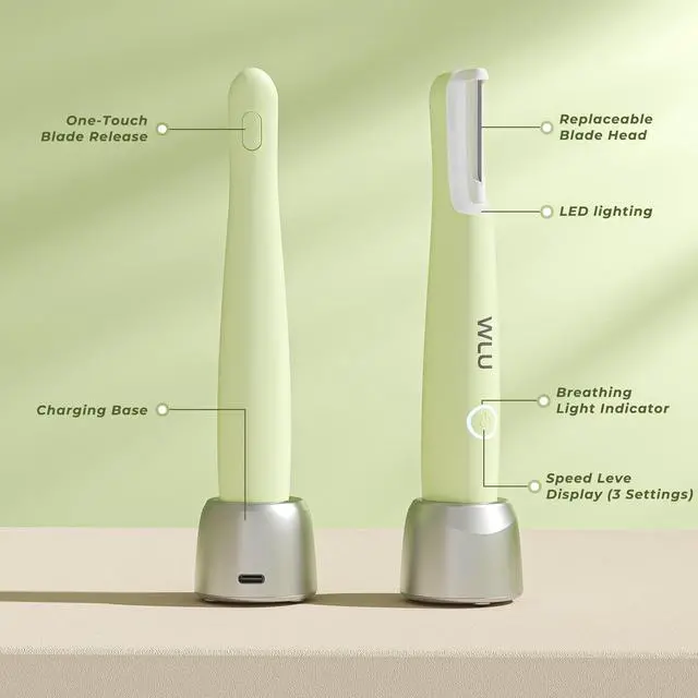 Alt view image 6 of 7 - Dermaplane Razor for Women Face, Peach Fuzz Removal & Exfoliation (Green)