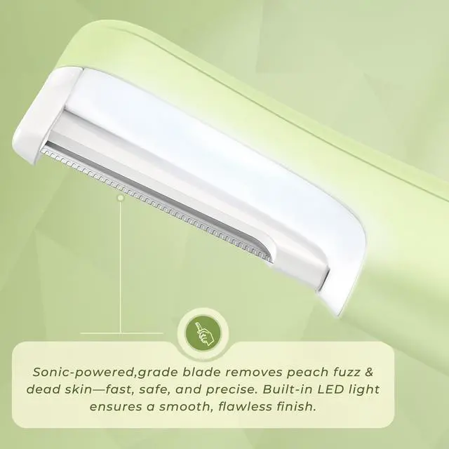Alt view image 7 of 7 - Dermaplane Razor for Women Face, Peach Fuzz Removal & Exfoliation (Green)