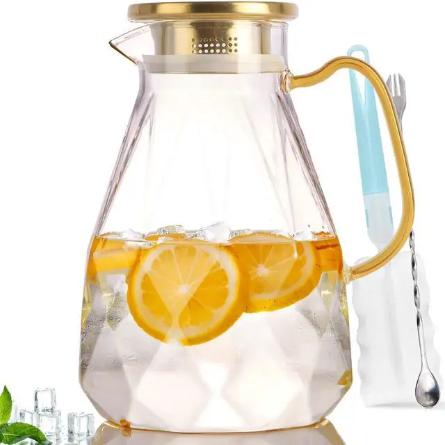 Main image of Glass Pitcher, 2.2 Liter Water Pitcher With Lid