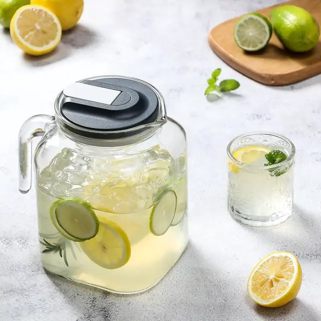 Alt view image 6 of 7 - 68 Oz Seal Pitcher With Lid and Spout, Large Iced Tea Pitcher for Fridge, Wide Mouth Glass Jar Container for Homemade Juice & Iced Tea, Iced Coffee, and Drinks