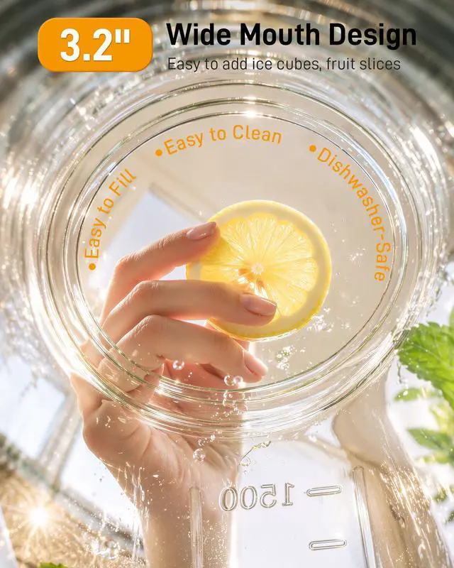 Alt view image 4 of 7 - 64 oz Mason Jar Pitcher, Glass Pitcher with Lid for Sun Tea & Iced Tea