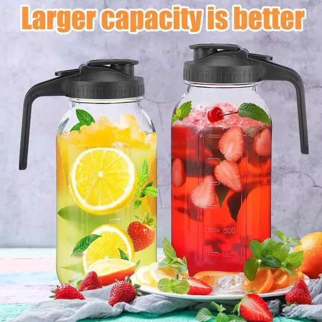 Alt view image 3 of 7 - 3Pack 64OZ Glass Mason Jar Pitcher with Pour Spout Lid