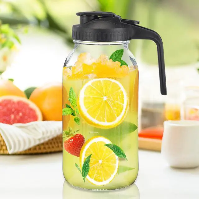 Alt view image 7 of 7 - 3Pack 64OZ Glass Mason Jar Pitcher with Pour Spout Lid
