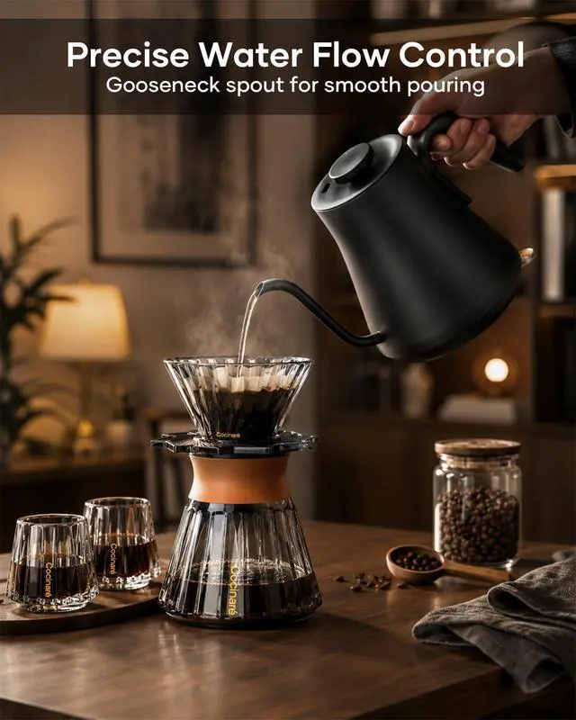 Alt view image 2 of 7 - Gooseneck Electric Kettle 0.8L, Fast Boil Pour Over Coffee, Tea