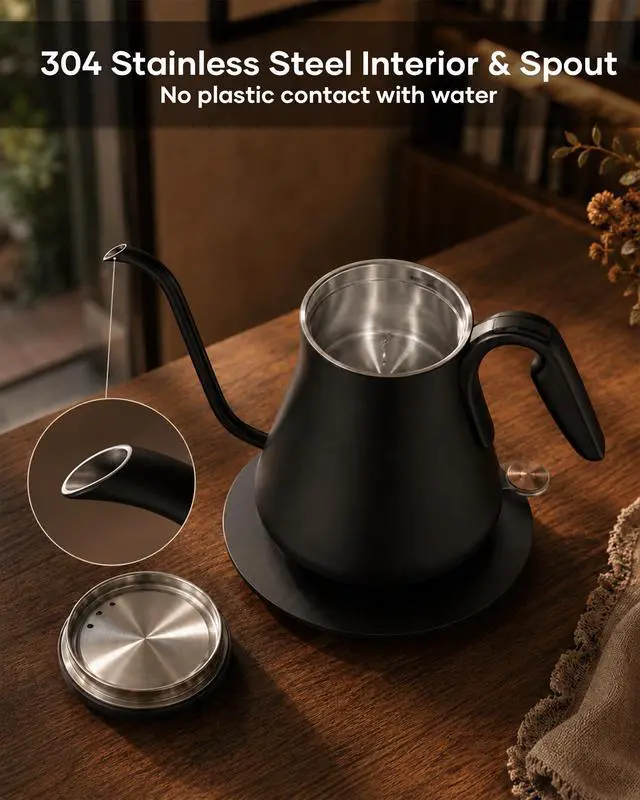 Alt view image 4 of 7 - Gooseneck Electric Kettle 0.8L, Fast Boil Pour Over Coffee, Tea