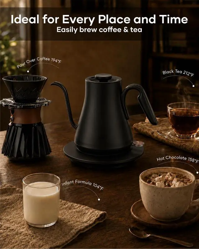 Alt view image 5 of 7 - Gooseneck Electric Kettle 0.8L, Fast Boil Pour Over Coffee, Tea
