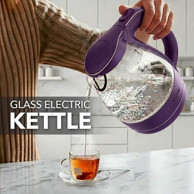 Alt view image 7 of 7 - 1.5L Glass Electric Kettle Water Boiler, Purple KG83P