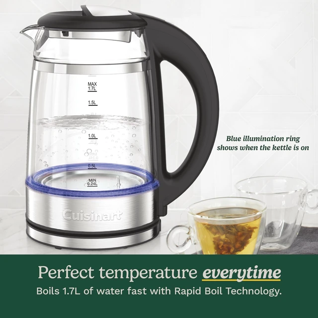 Alt view image 3 of 7 - 1.7L Glass Variable Temperature Control Electric Kettle 110°F212°F with Touchscreen Controls, Illumination, DualLayer CoolTouch Design & Nondrip Spout